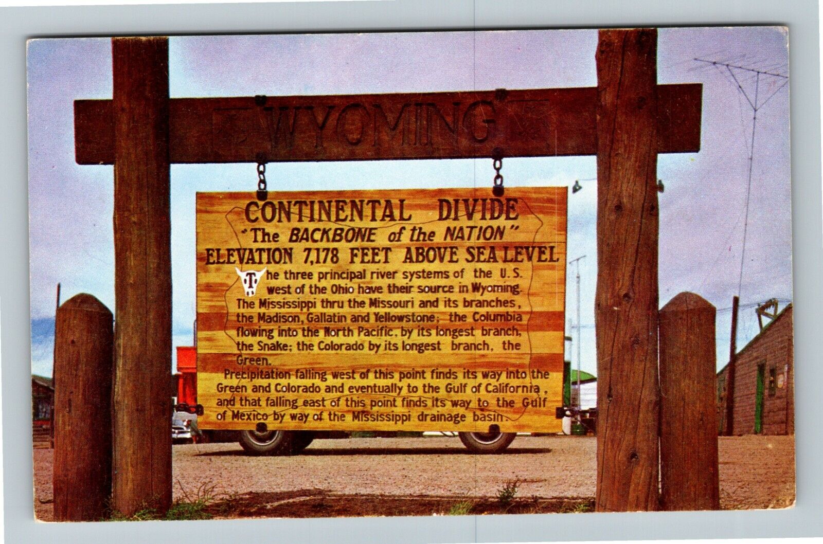 WY-Wyoming, Continental Divide Sign, General Greeting, Vintage Postcard