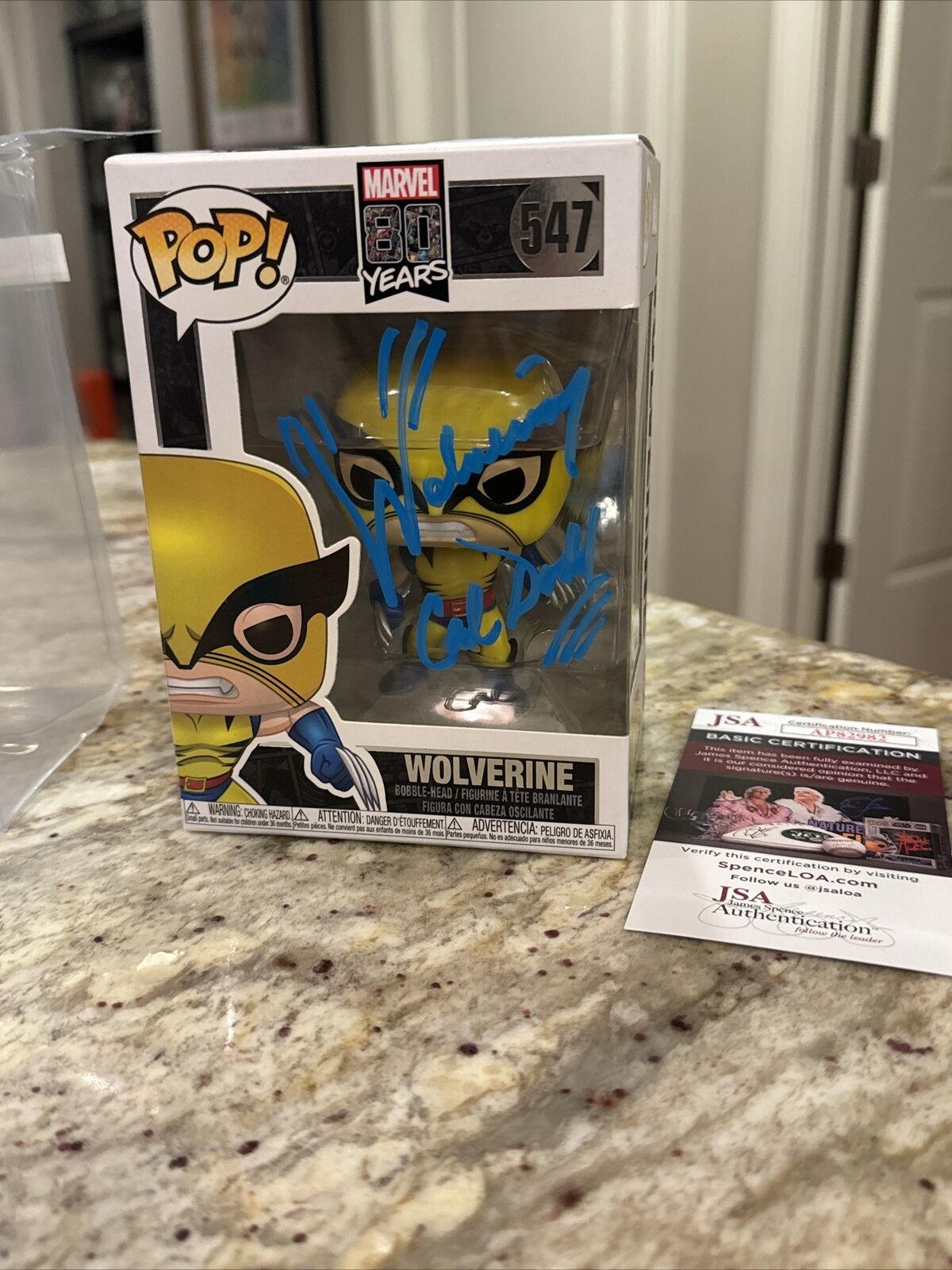 Funko POP Marvel: Wolverine (547) Signed by Cal Dodd with JSA W/inscription