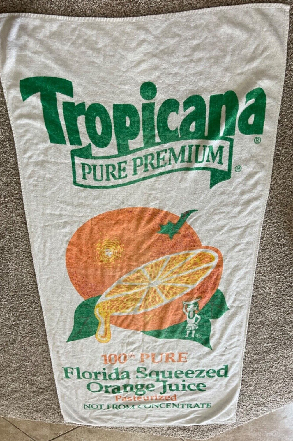 Vintage Tropicana Pure Premium Orange Juice Beach Towel 54x27