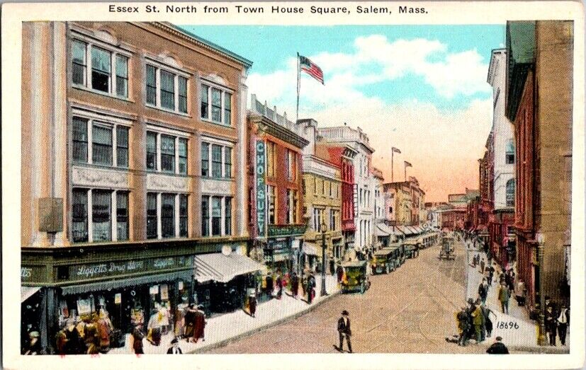 Postcard Essex St. Town House Square Salem MA Massachusetts c.1915-1930     M431