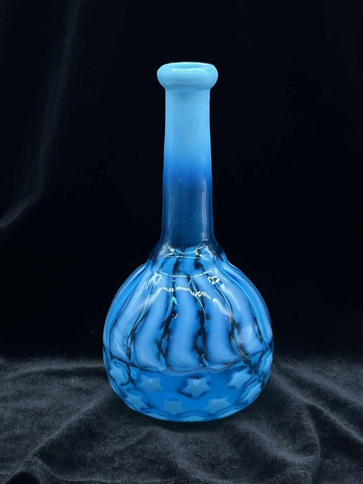 Antique Blue Hobbs Brockunier Stars & Stripes Opalescent Barber Bottle 7”