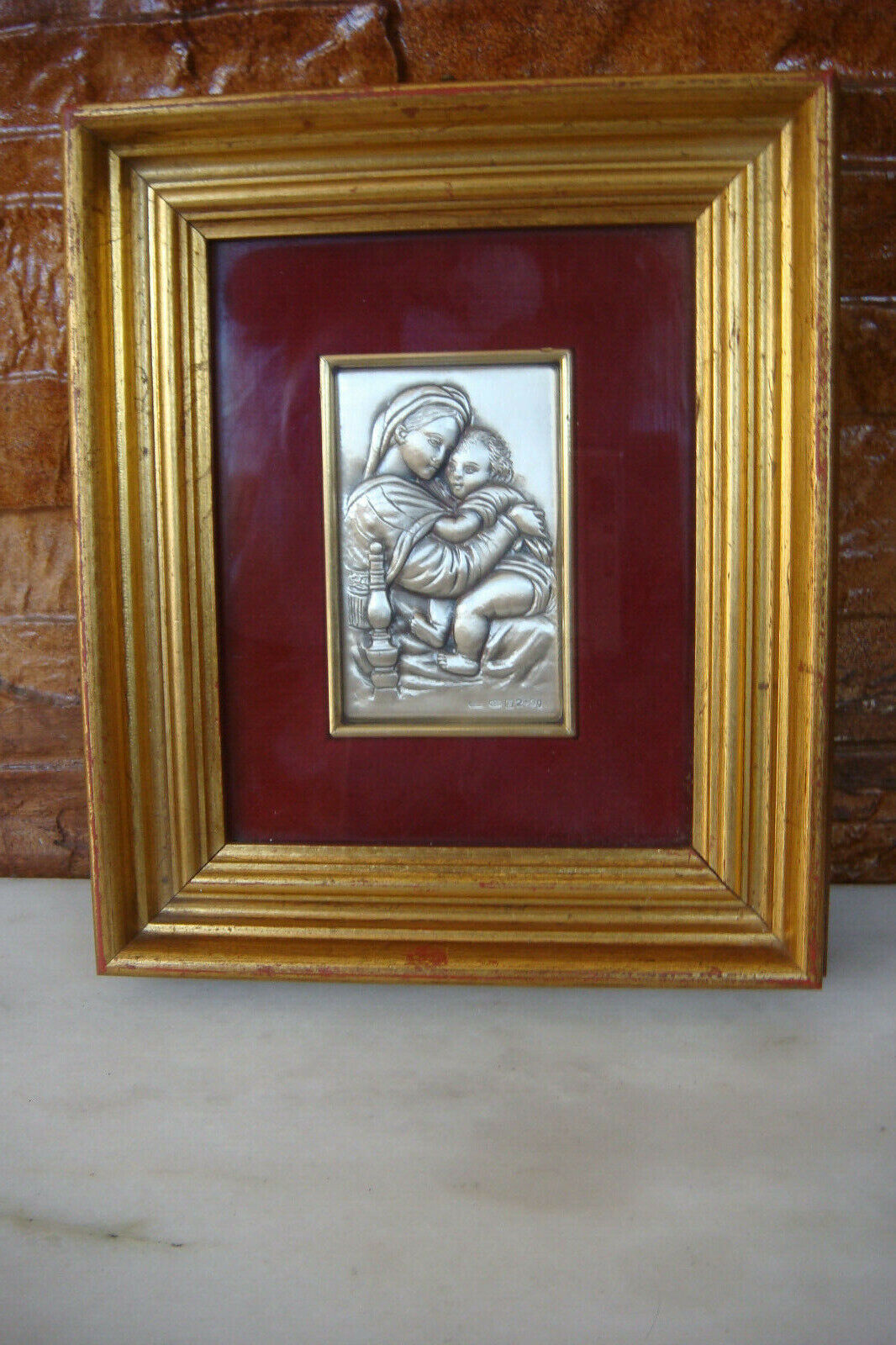 OLD VINTAGE ITALY FIRENZE Virgin Mary With Jesus SILVER 925 2 + 3g ICON