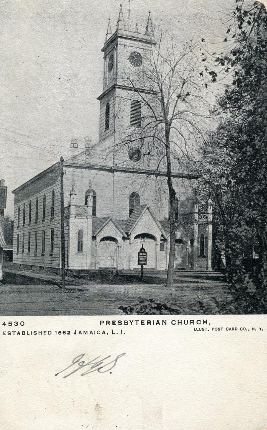 1906 JAMAICA LONG ISLAND NEW YORK*PRESBYTERIAN CHURCH*EST 1662*WOODMERE*POSTCARD