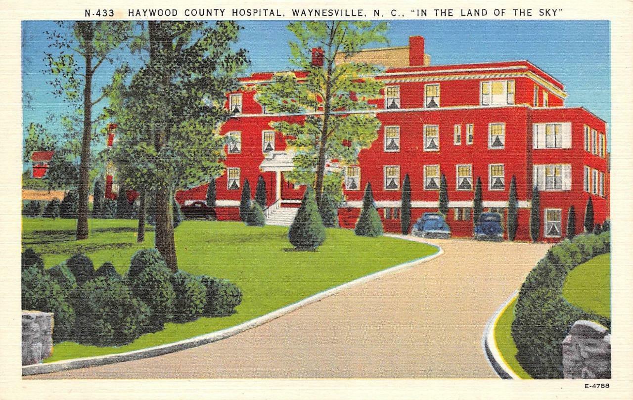 WAYNESVILLE, NC North Carolina  HAYWOOD COUNTY HOSPITAL  c1940\'s Linen Postcard