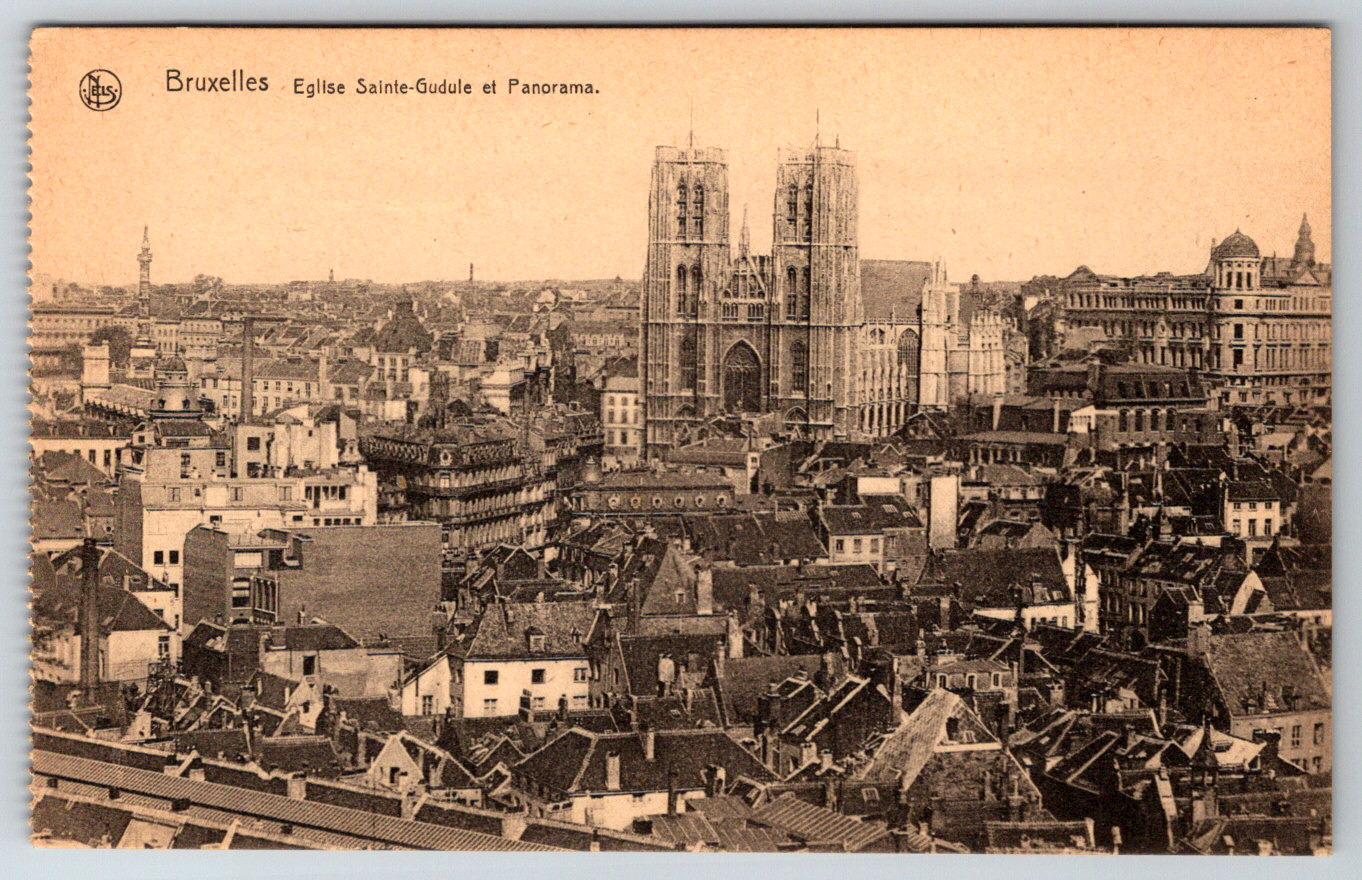 c1910s Brussels Eglise Saint-Gudule Panorama Antique Postcard