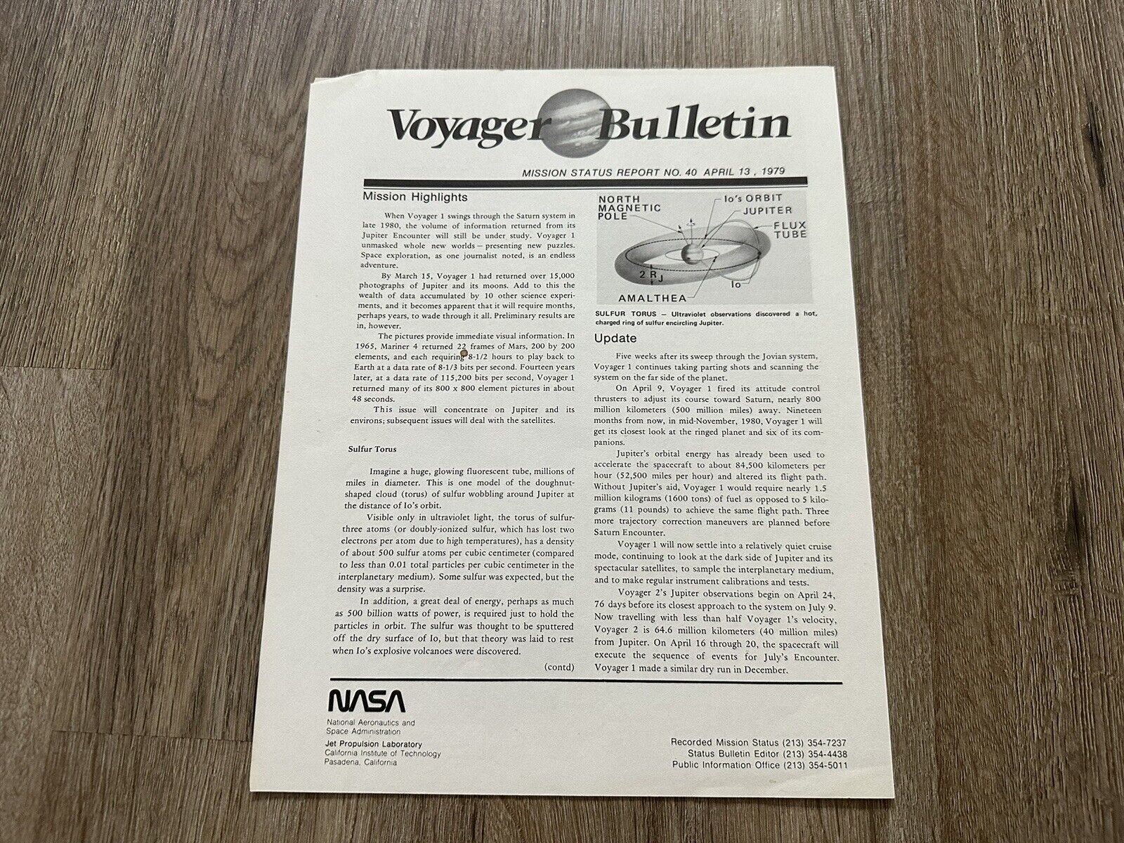 Vintage Voyager Bulletin Mission JPL NASA Newsletter April 13 1979