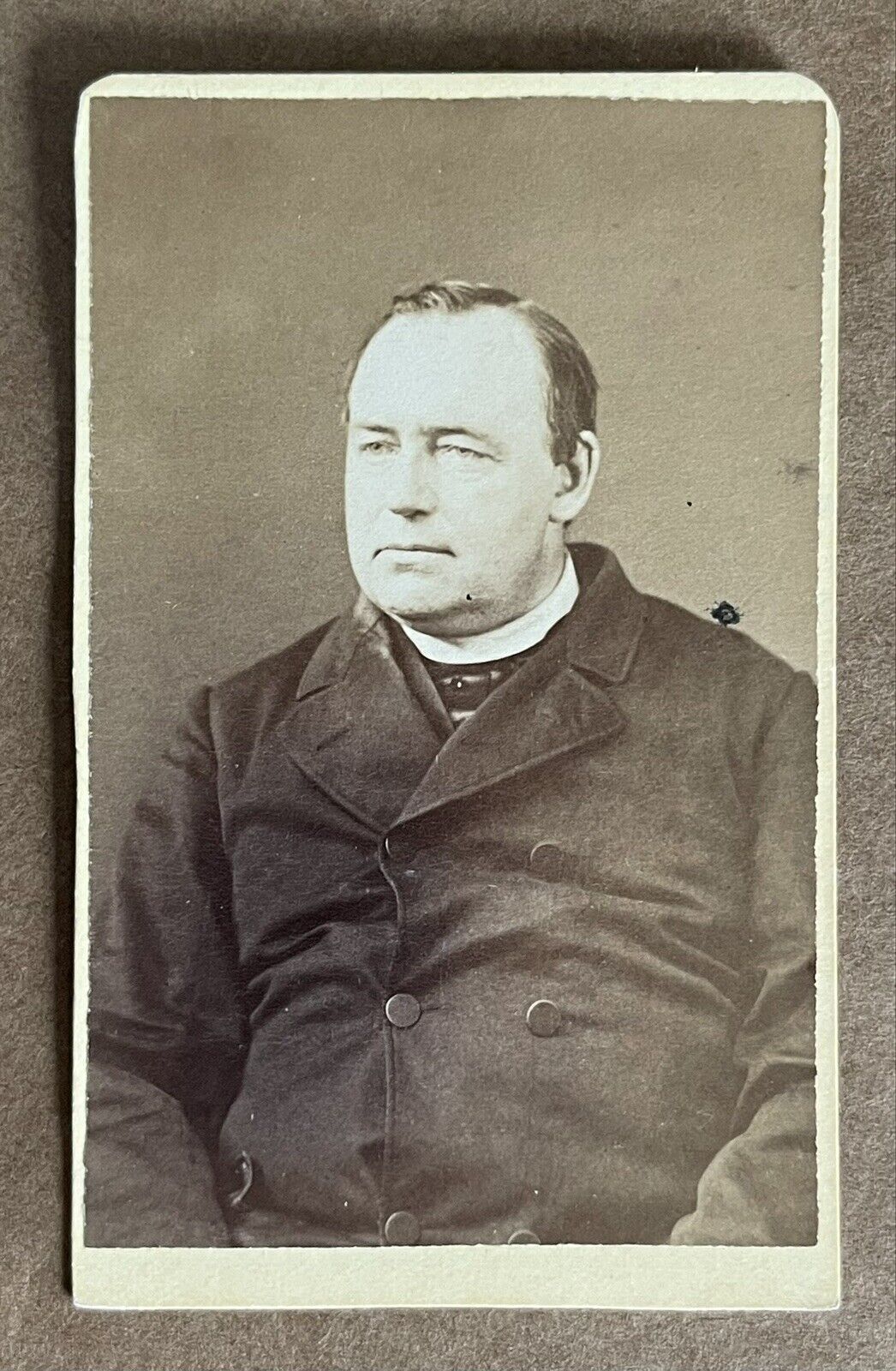 Antique Victorian CDV Photo Card Portrait Man Sitting Troy, New York