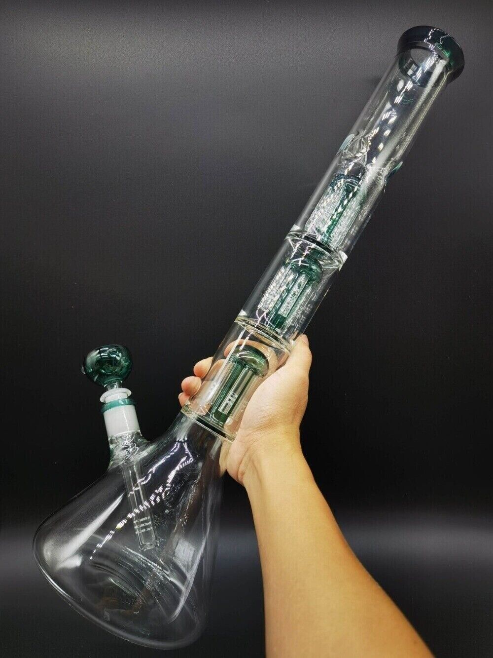 50cm Smoking Hookah Water Pipe Heavy Glass Bong Bubbler Shisha Hand Pipes Green