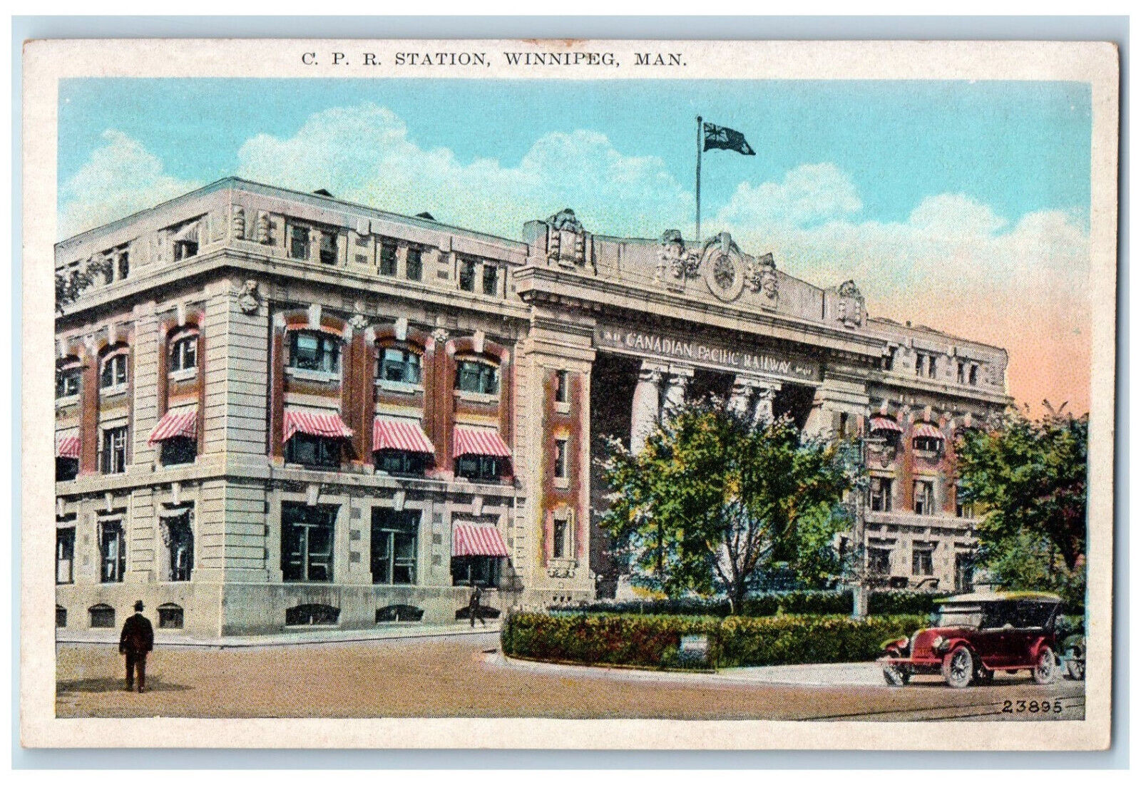 c1920's Canadian Pacific Railway Station Winnipeg Manitoba Canada Postcard