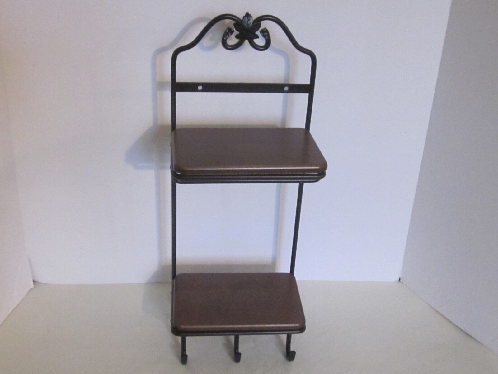 Longaberger Wrought Iron STACK RACK +2 WoodCrafts Rich Brown SHELVES