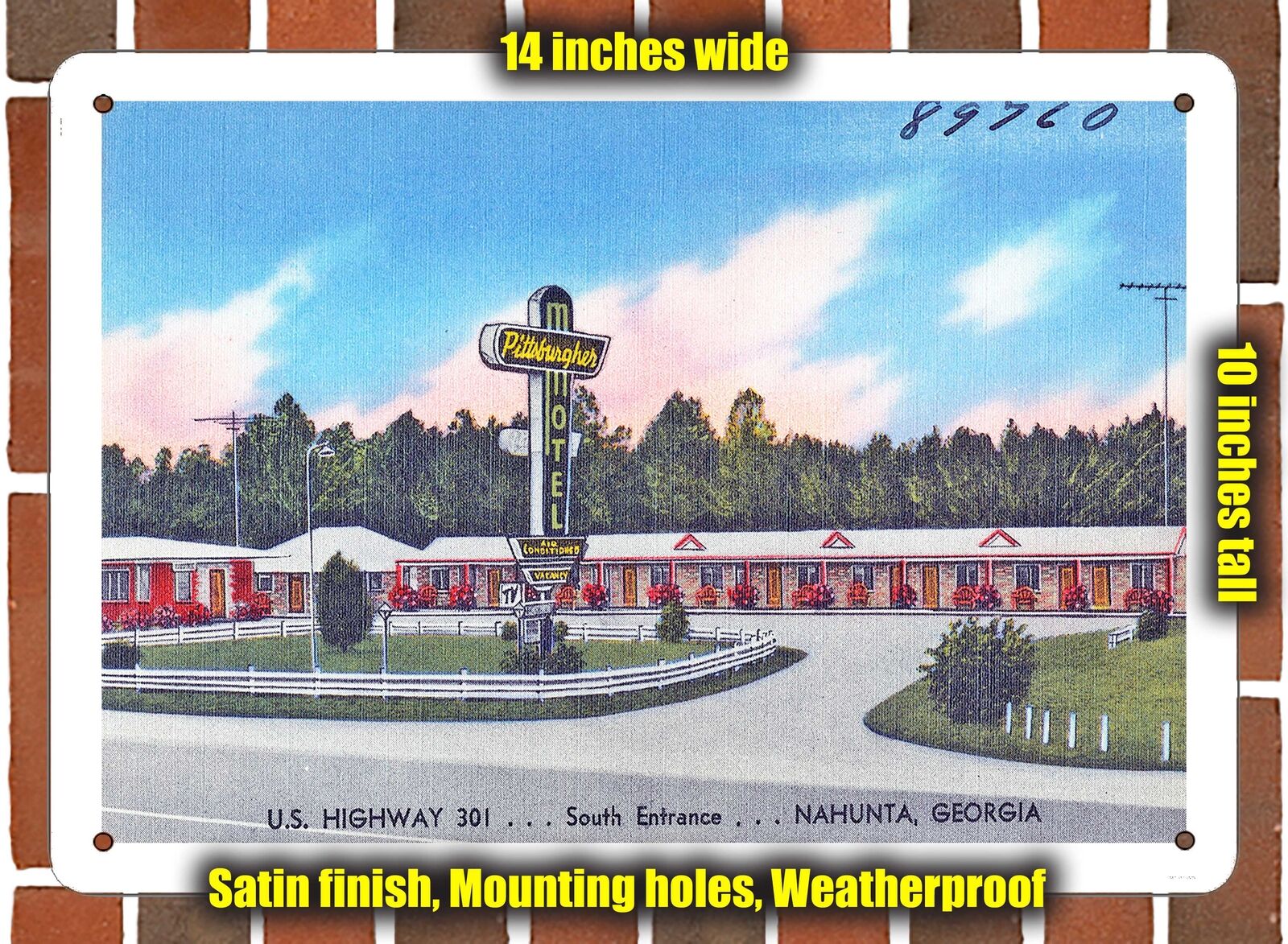 METAL SIGN - Georgia Postcard - Pittsburgher Motel, U.S. Highway 301 . . . Sout