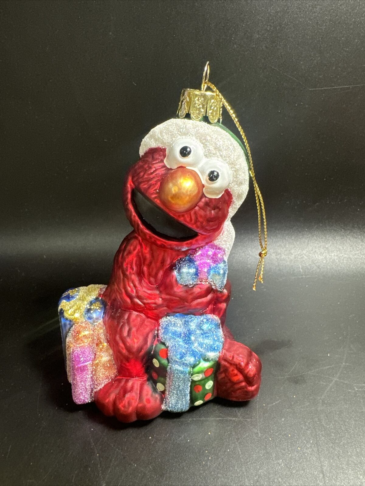 Elmo Sesame Street Kurt S Adler Blown Glass Christmas Ornament Santa Hat Gifts