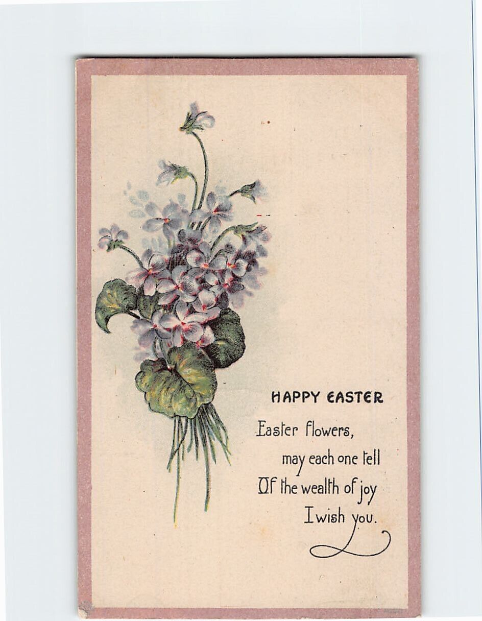 Postcard Easter Greeting Card with Poem and Flowers Easter Art Print
