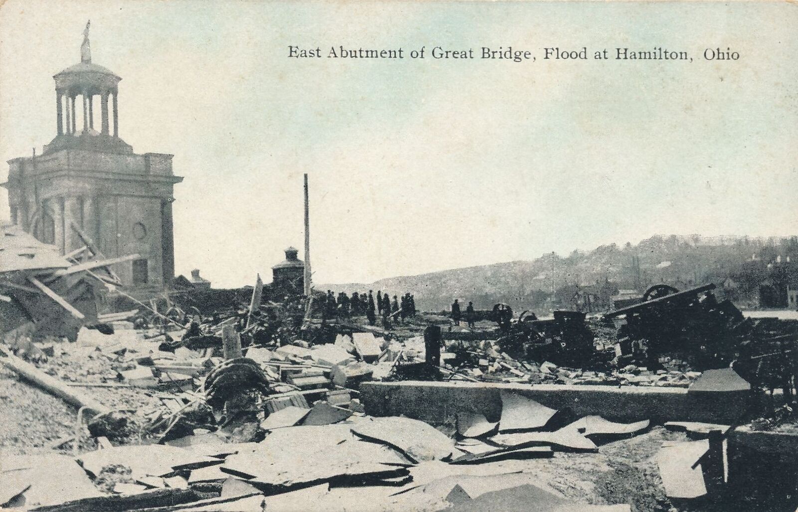 HAMILTON OH - Great Bridge East Abutment Flood Damage Postcard