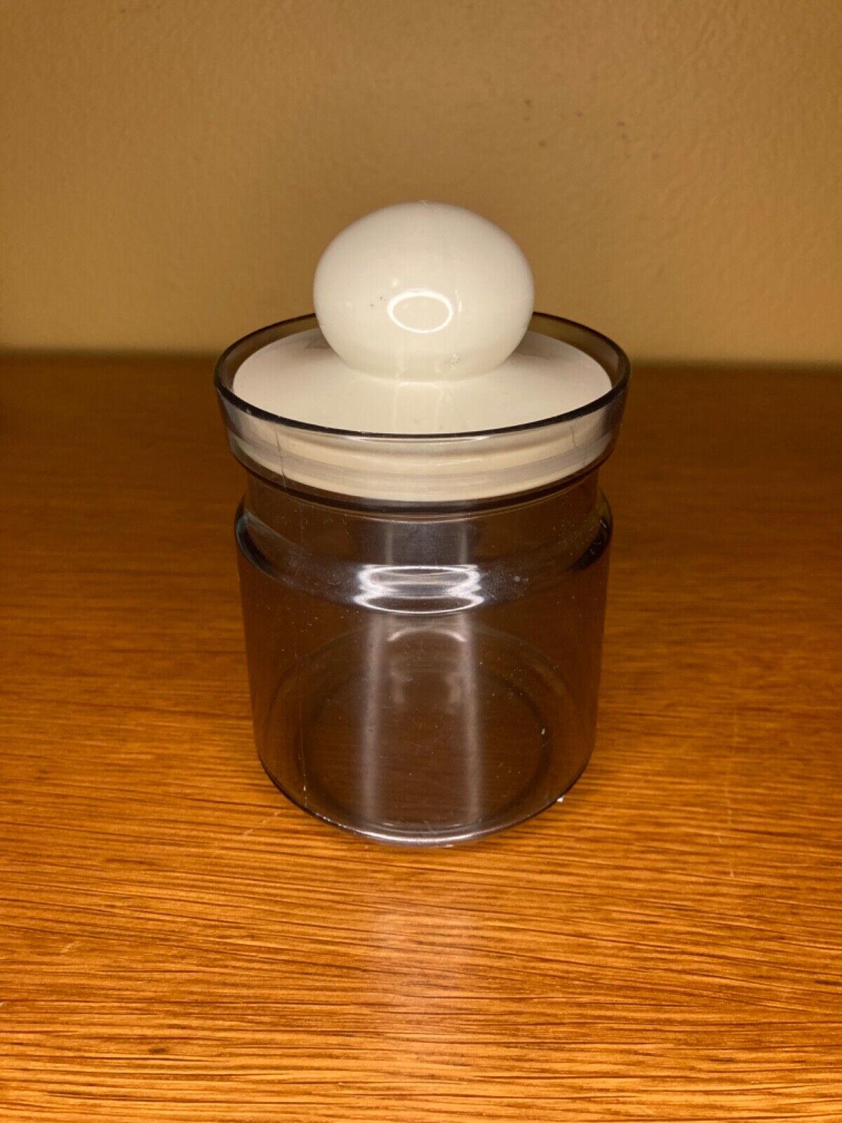 Vintage 80s Smoky Acrylic and Beige Canister - Single Large Jar