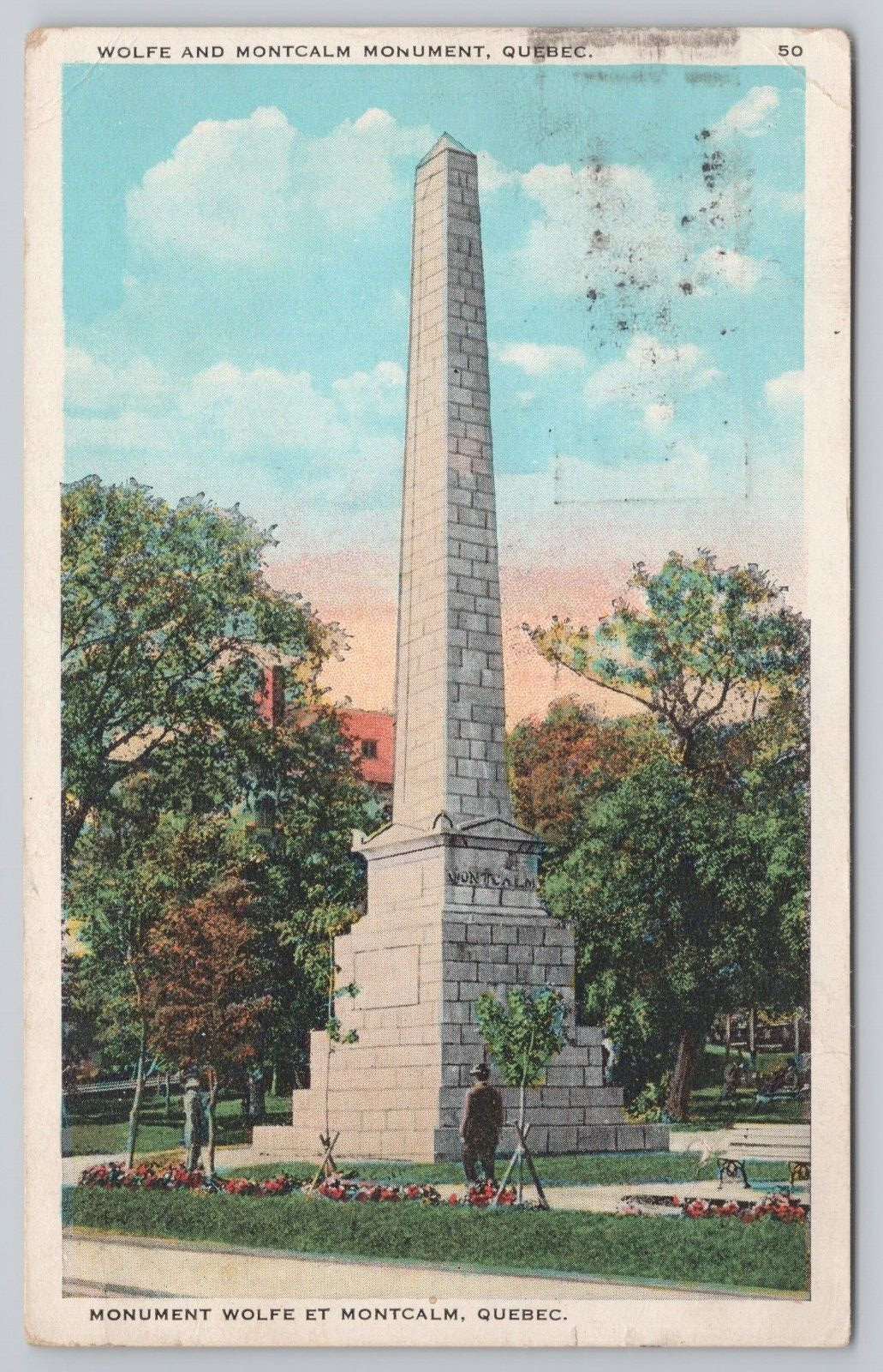 Postcard Wolfe & Montcalm Monument, Quebec, Canada 1931