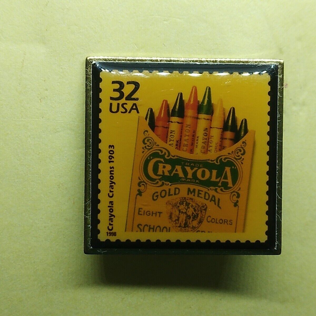 Crayola Crayons USPS 32 Cent USA Postal Stamp Lapel Pin Collectible
