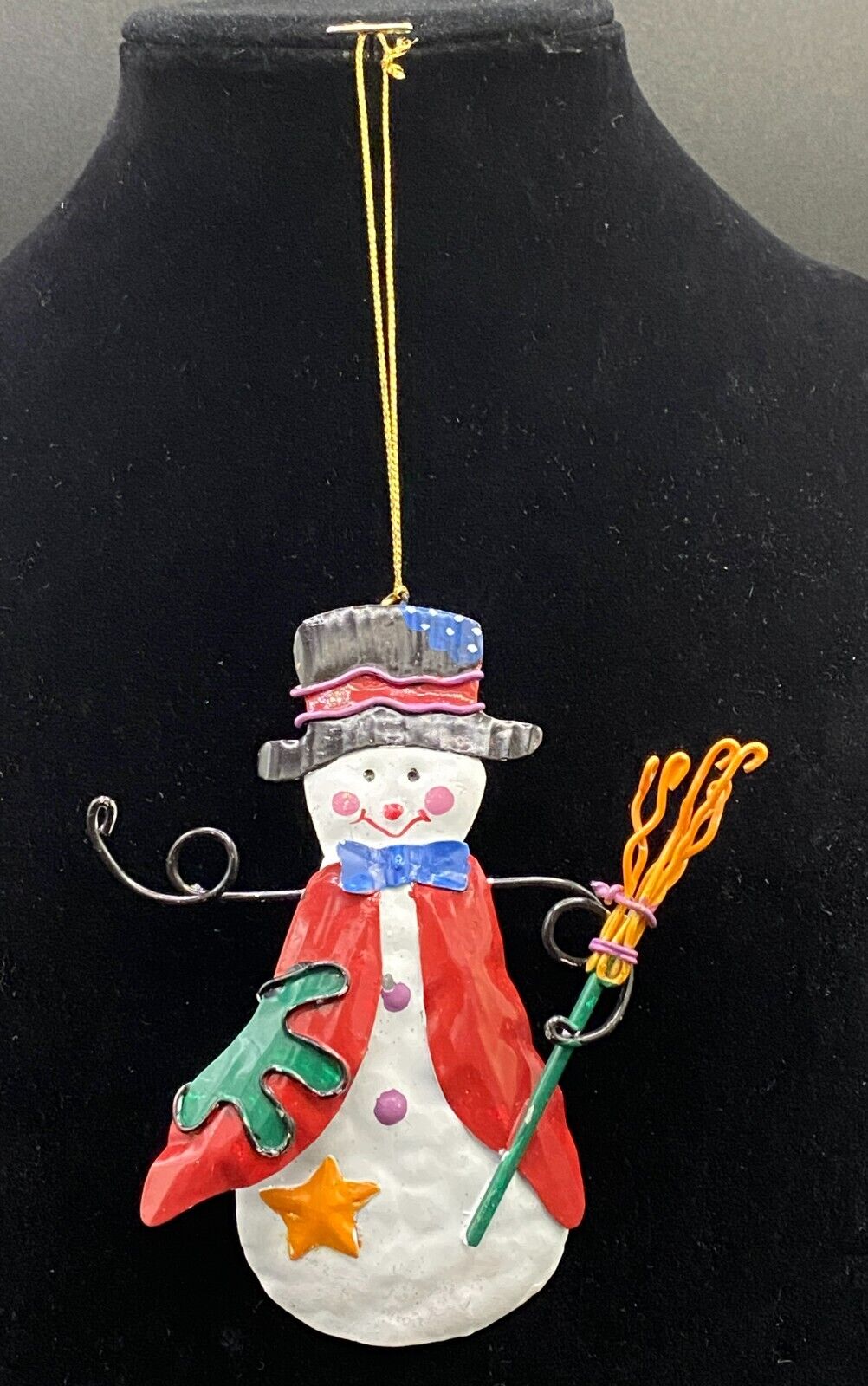 Vintage Metal Snowman Ornament
