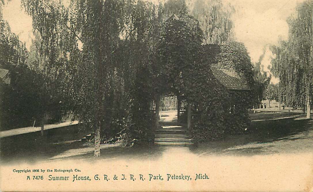 Postcard Summer House, G. R. & J. Railroad Park, Petoskey, Michigan - ca 1906