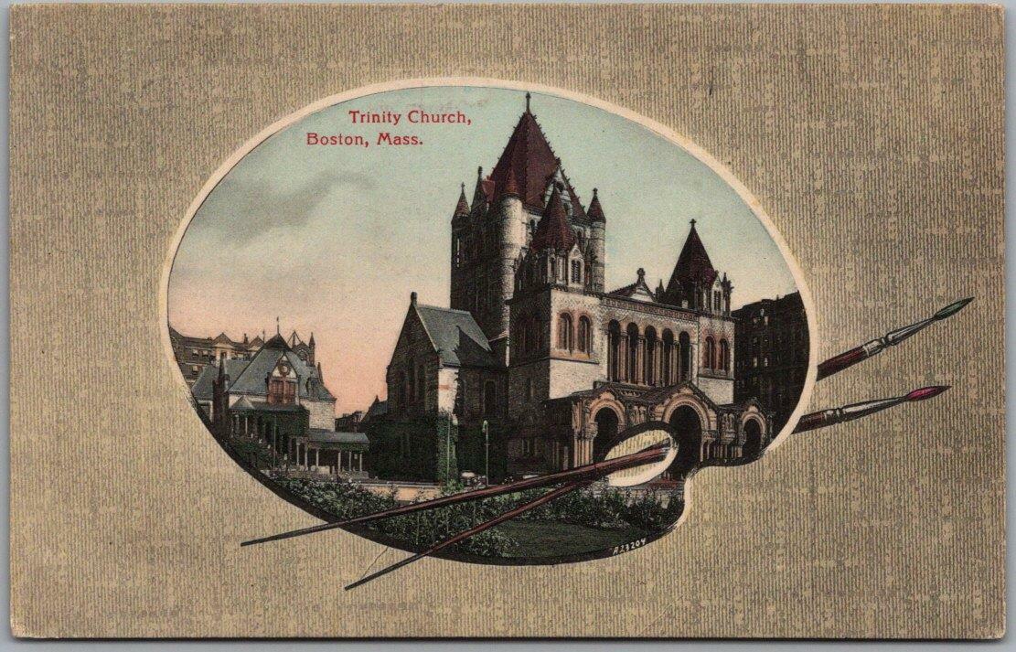 c1900s BOSTON, Mass. Postcard TRINITY CHURCH / Artist\'s Palette Reichner Bros.