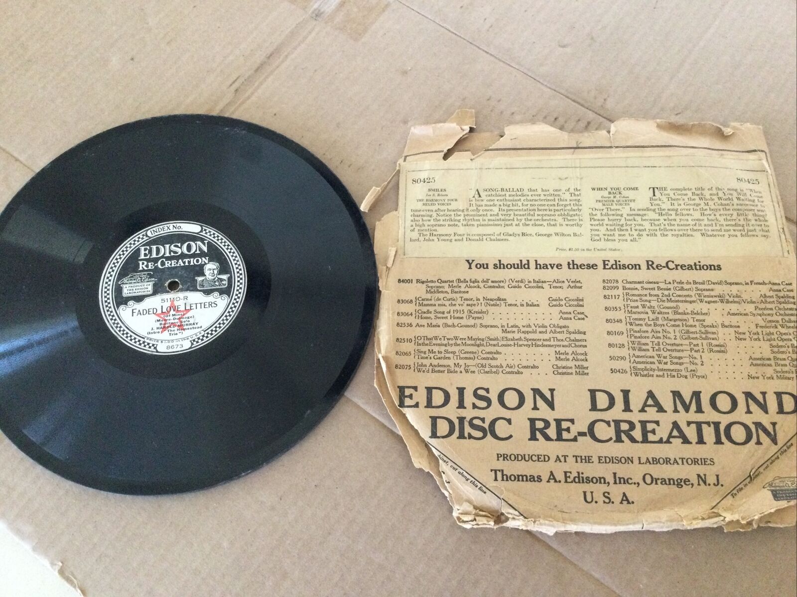 EdisonDiamond Disc Re-Creation #80425. 1910’s.
