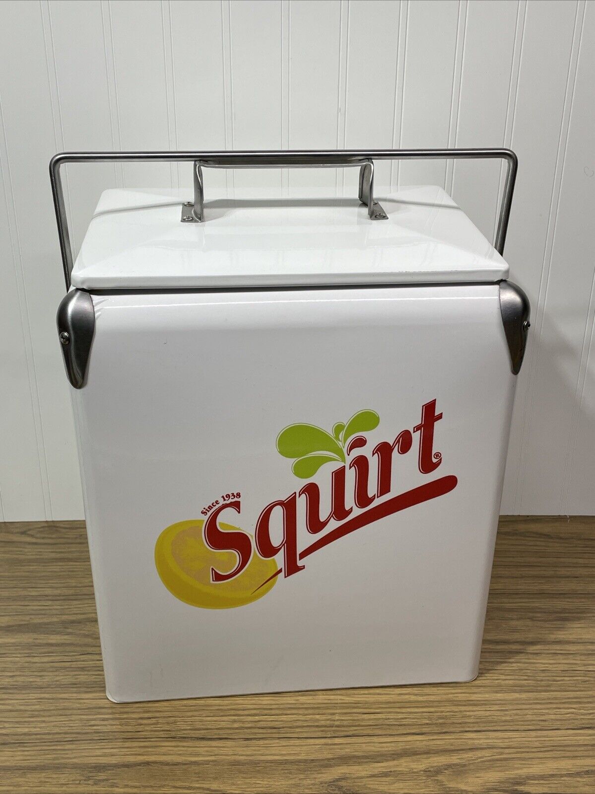 Rare White SQUIRT Soda Cooler Insulated With Bottle Opener