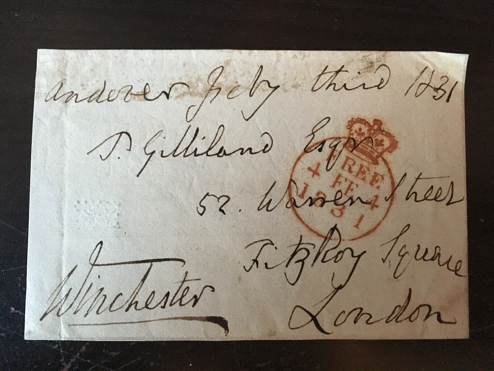 13th MARQUESS WINCHESTER - MP , SOLDIER & COURTIER - SIGNED ENVELOPE