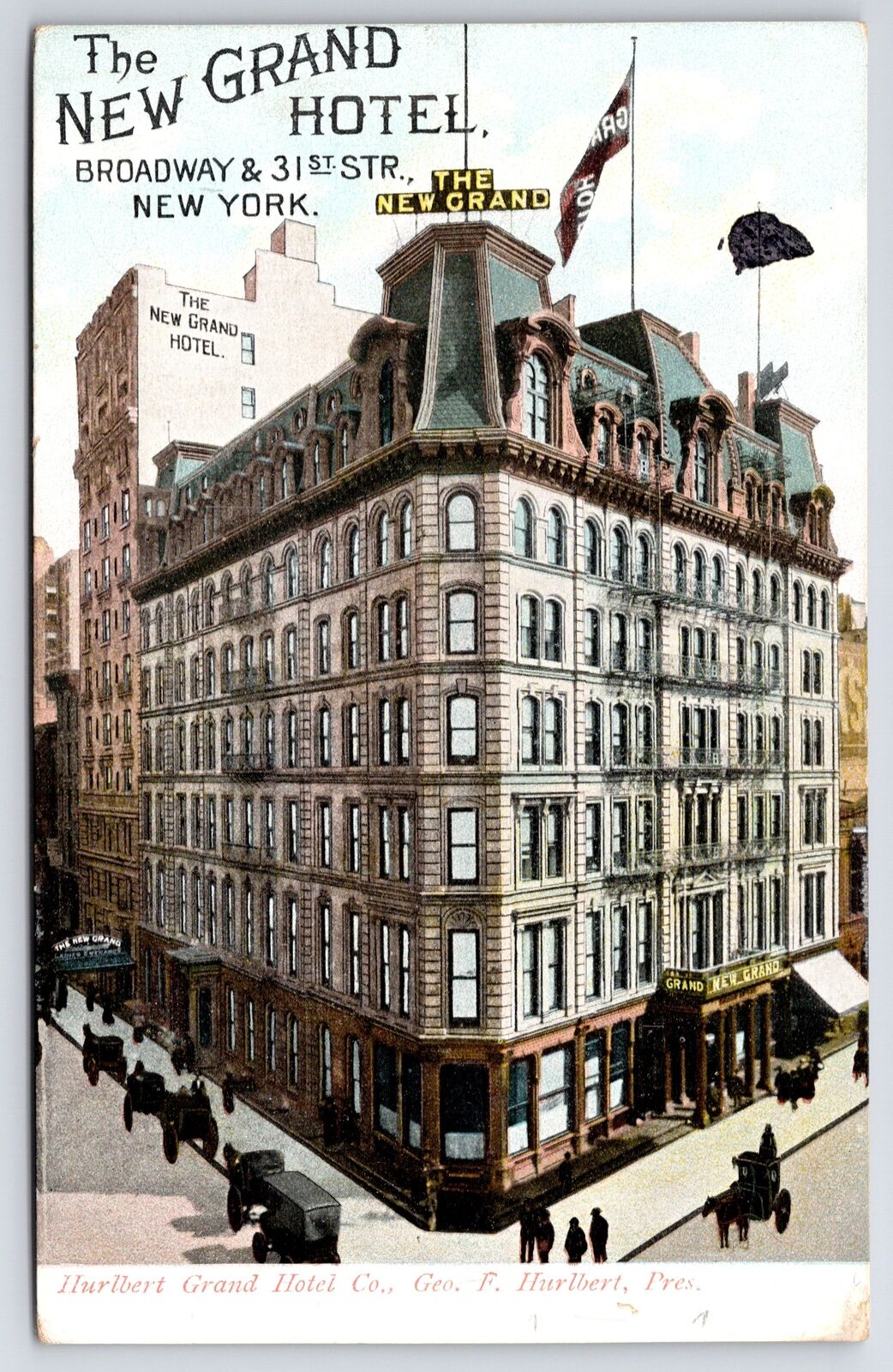 New York City~New Hurlbert Grand Hotel~Broadway & 31st~c1905 Postcard