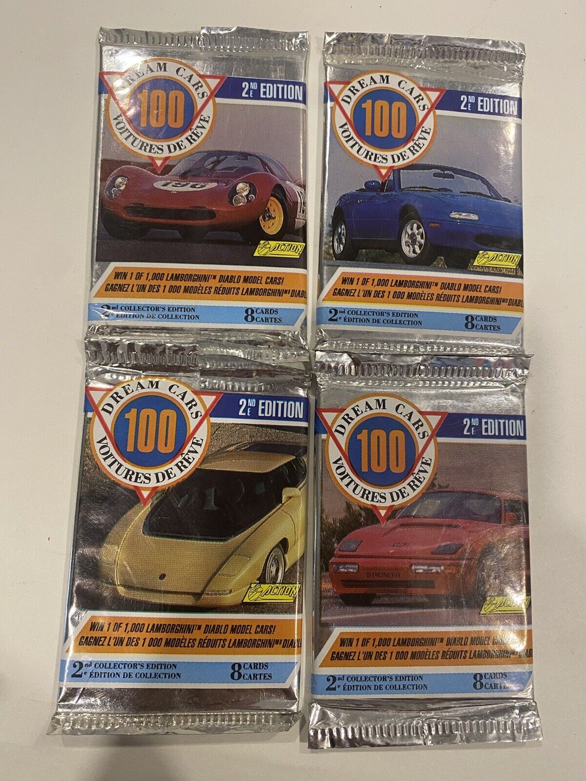 1992 Panini Dream Cars 100 2nd Edition Sealed Pack