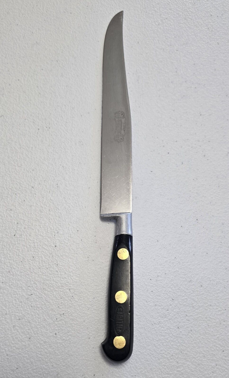 Vintage 2 Lions Sabatier Stainless Steel 7.75 inch Yatagan Slicing Knife