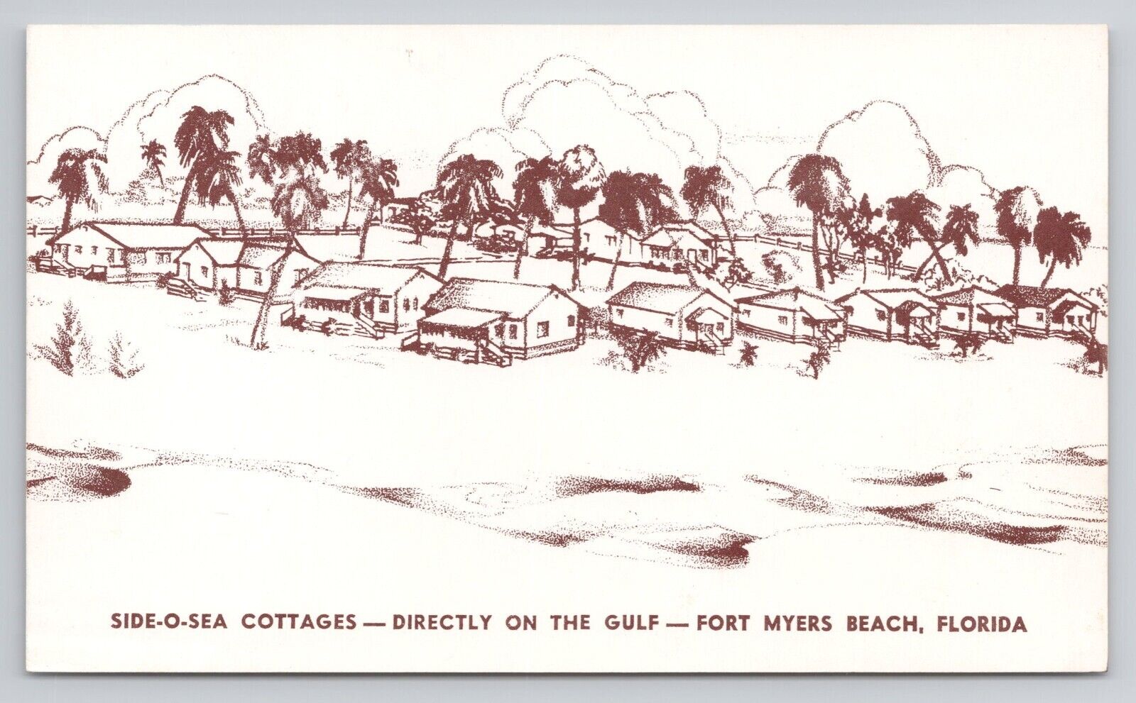 Postcard Side O Sea Cottages Directly On The Gulf Fort Myers Beach Florida