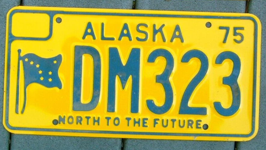 Vintage 1975 ALASKA License plate - EXCELLENT to near MINT unused DM 323