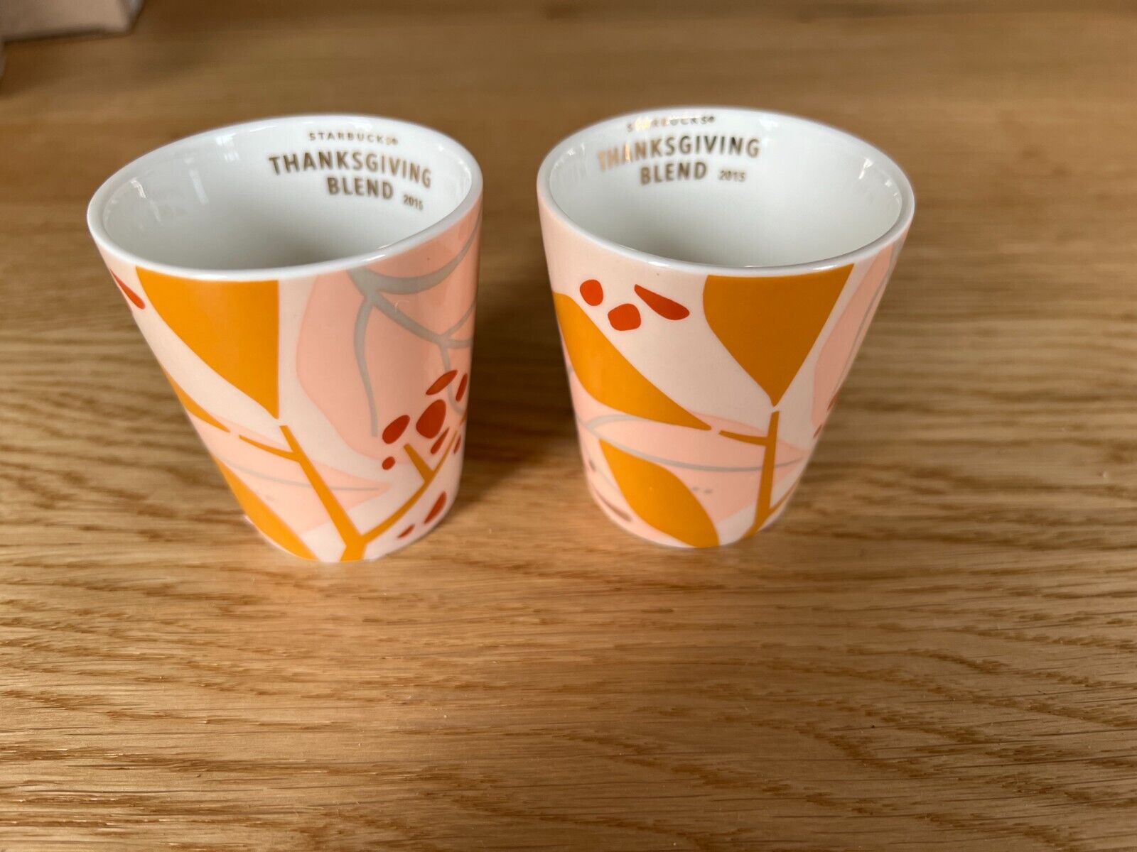 2015 NIB Limited Ed. Starbucks Thanksgiving Blend Tasting Espresso Cup Set of 2