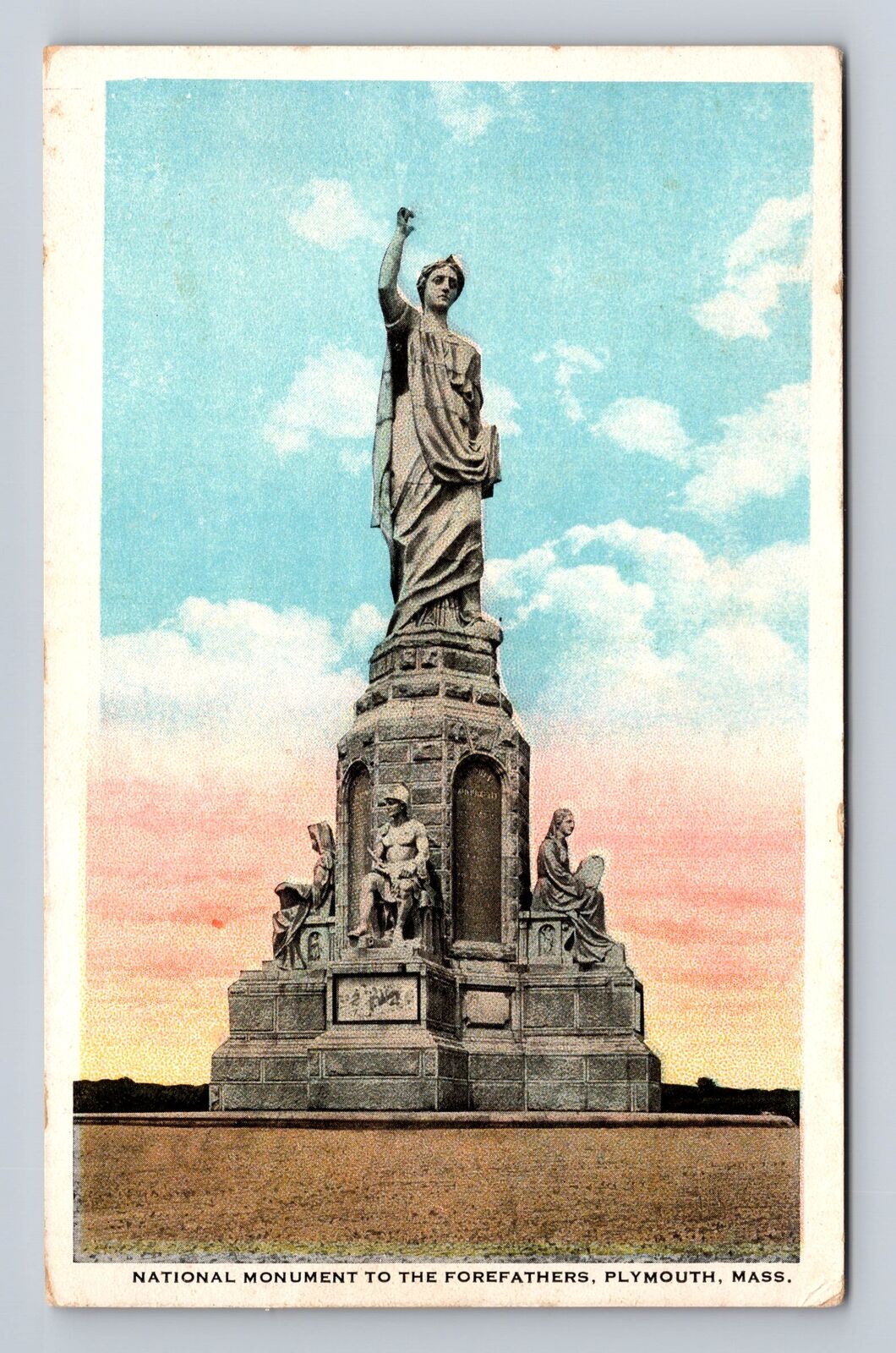 Plymouth MA-Massachusetts, National Monument to Forefathers, Vintage Postcard