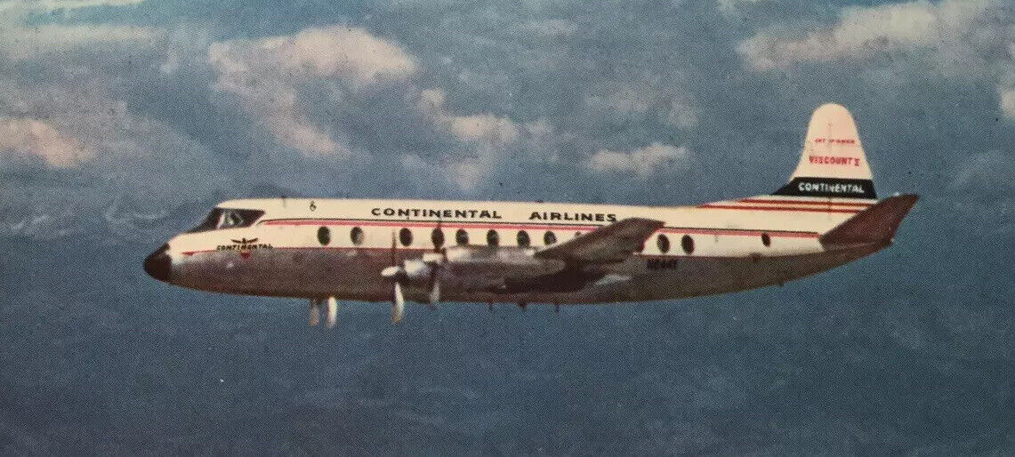 Postcard Viscount II Jet Continenal Airlines Airplane Via Air Mail Unused AIR1
