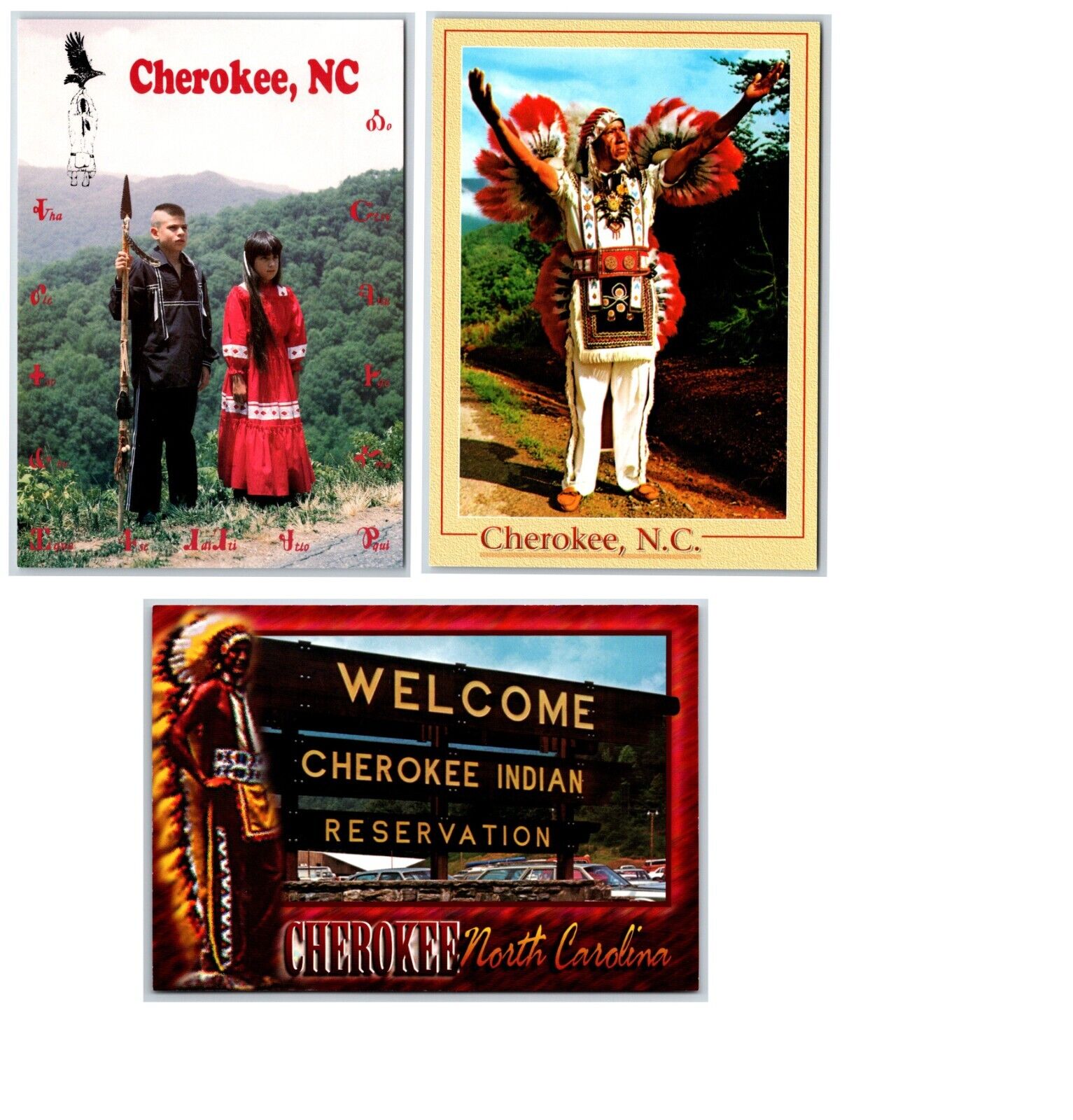3 Native American Cherokee  Cherokee, north Carolina  Reservation Smoky MNT UNP