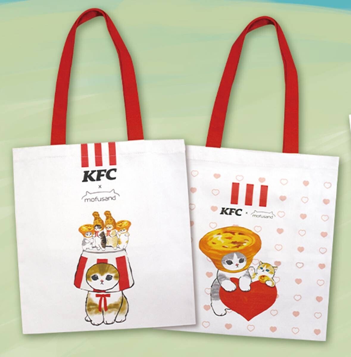 Mofusand X KFC Taiwan set of 2 limited edition canvas tote (official Merch)