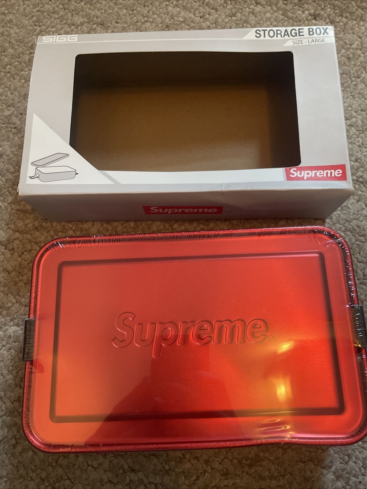 Supreme Sigg Large Metal Box Plus Red SS18 NWOT