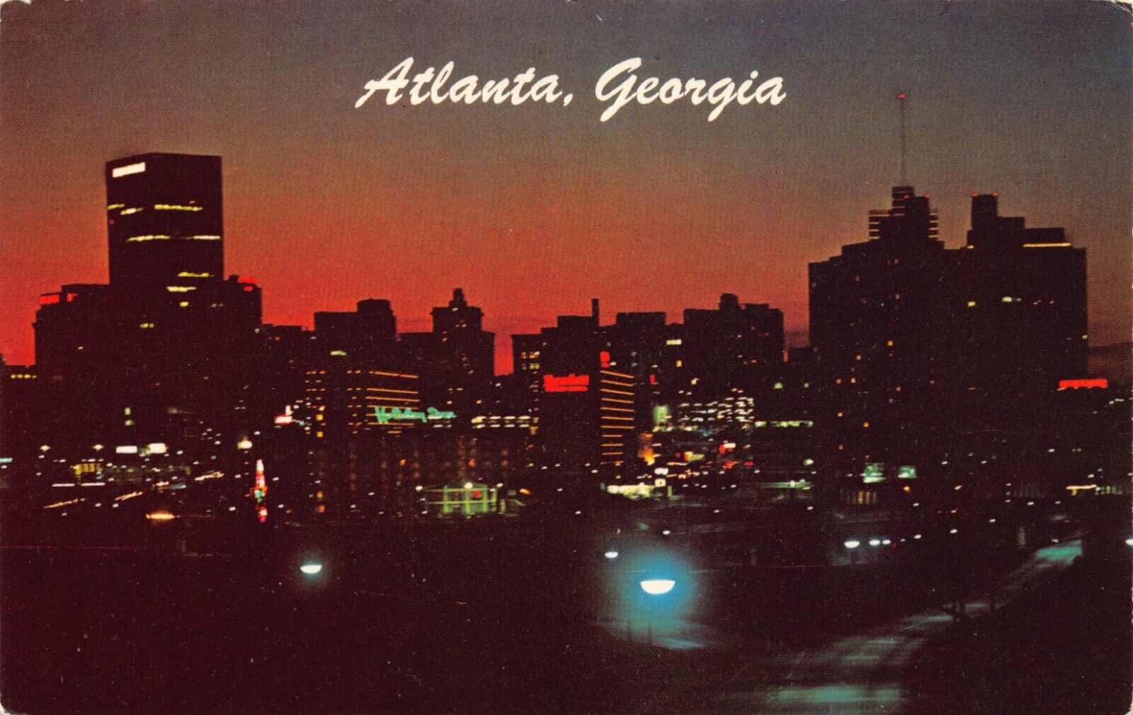 GA~GEORGIA~ATLANTA~NIGHT VIEW OF ATLANTA\'S MODERN SKYLINE