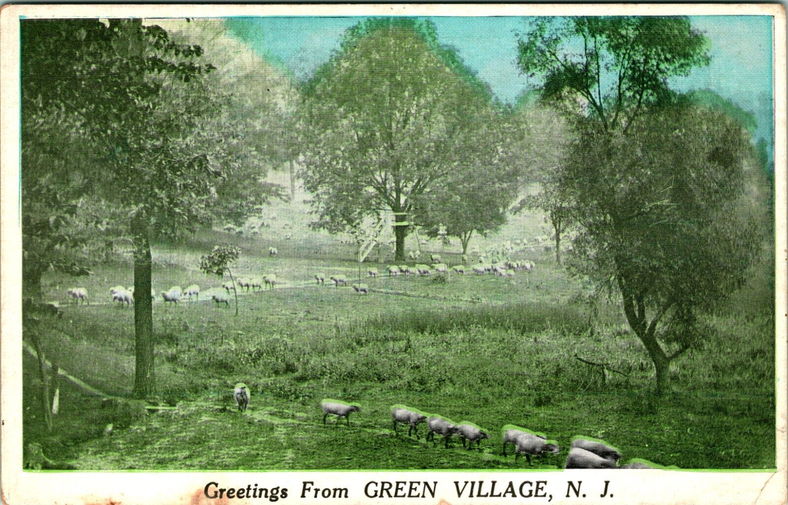 C.1920\'S VINTAGE POSTCARD - GREETINGS FROM GREEN VILLAGE, NEW JERSEY