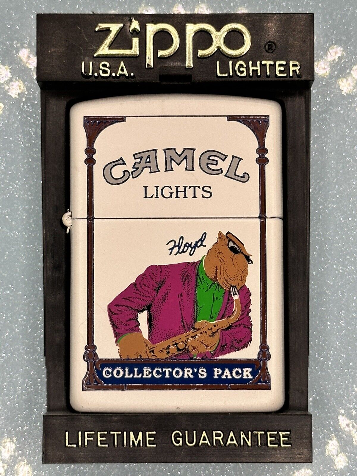 Vintage 1997 Camel Floyd Collector’s Pack White Matte Zippo Lighter NEW RARE