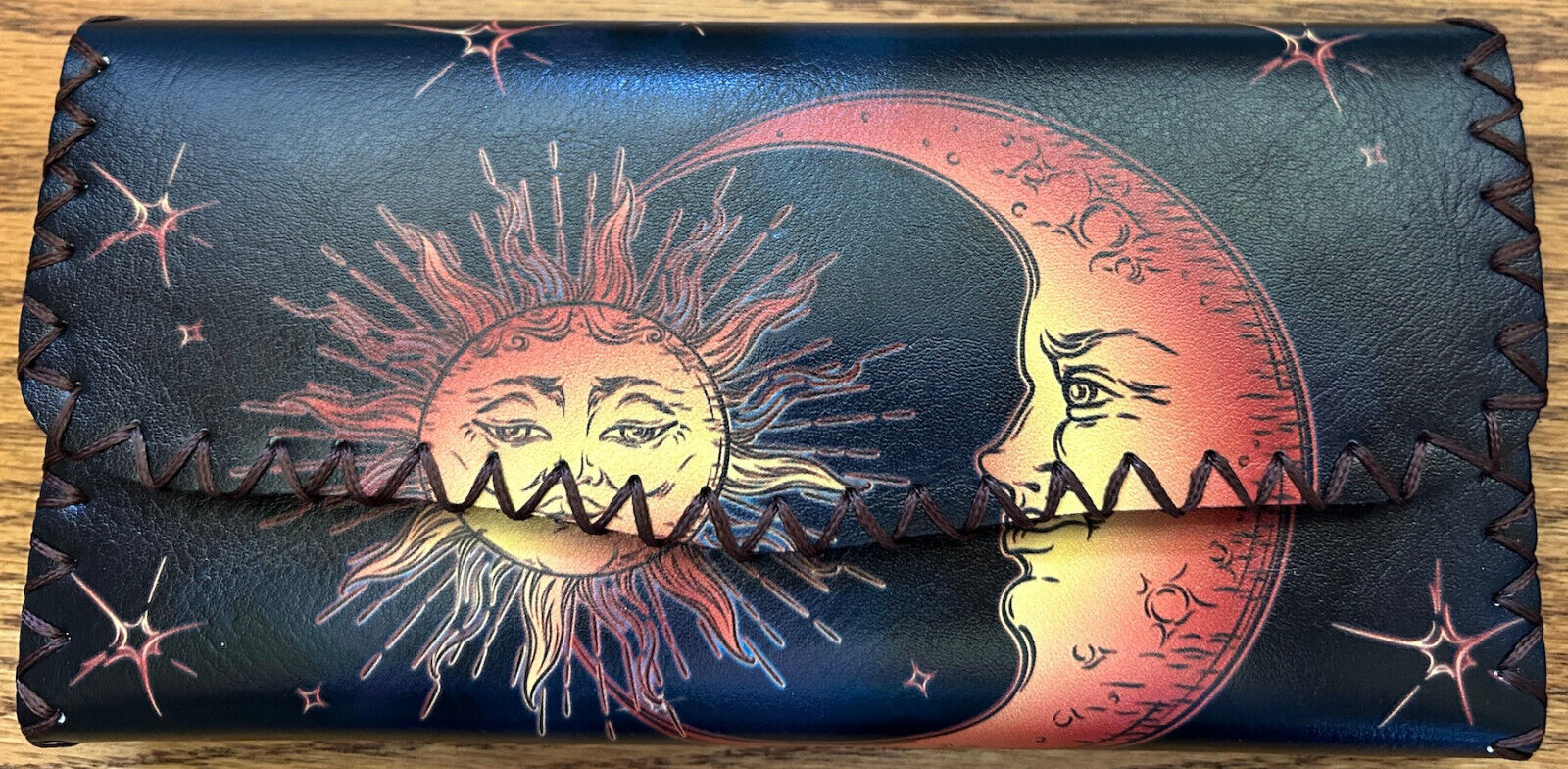 Celestial Sun and Moon Vegan Leather Wallet