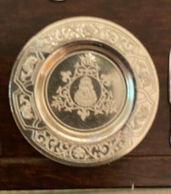 Dollhouse miniature vintage sterling silver Elizabethan Period plate,  1:12