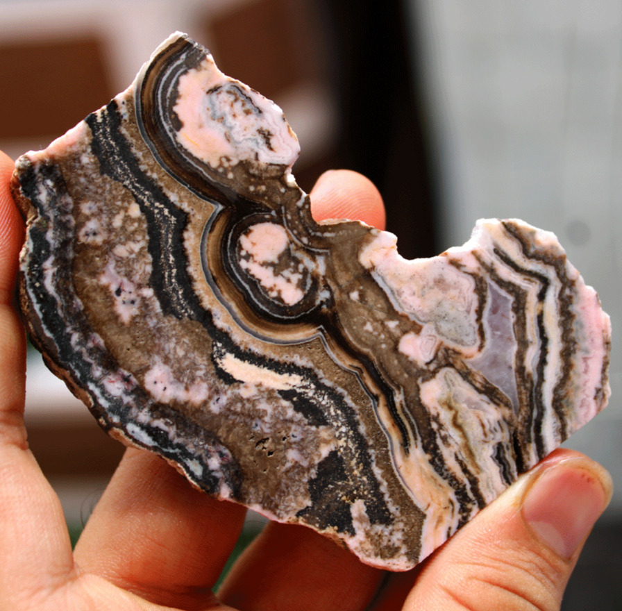 82g Natural Argentina Rhodochrosite Raw Crystal Slice Druzy Mineral Specimen