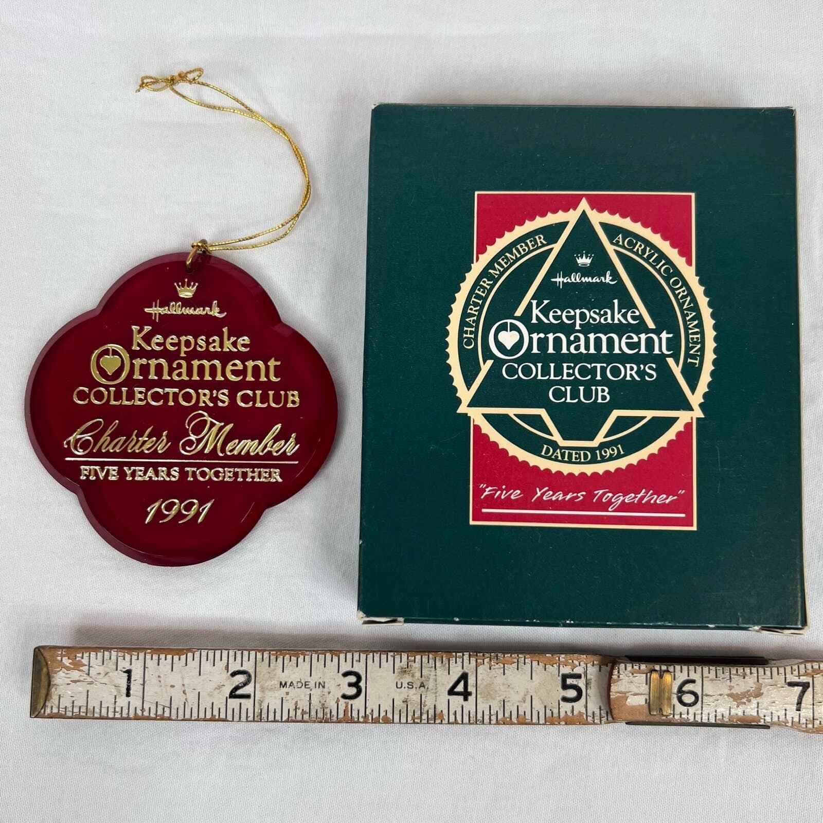 Vintage Hallmark Keepsake Ornament Collectors Club Charter Member Five Year 1991