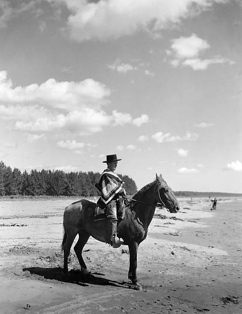 Chilean Cowboy Gaucho Is Shown On Horseback OLD PHOTO