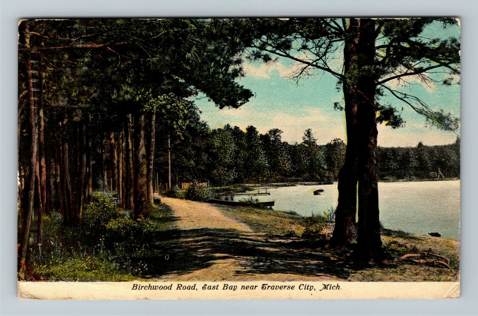 Traverse City MI, Birchwood Road East Bay, Michigan c1910 Vintage Postcard