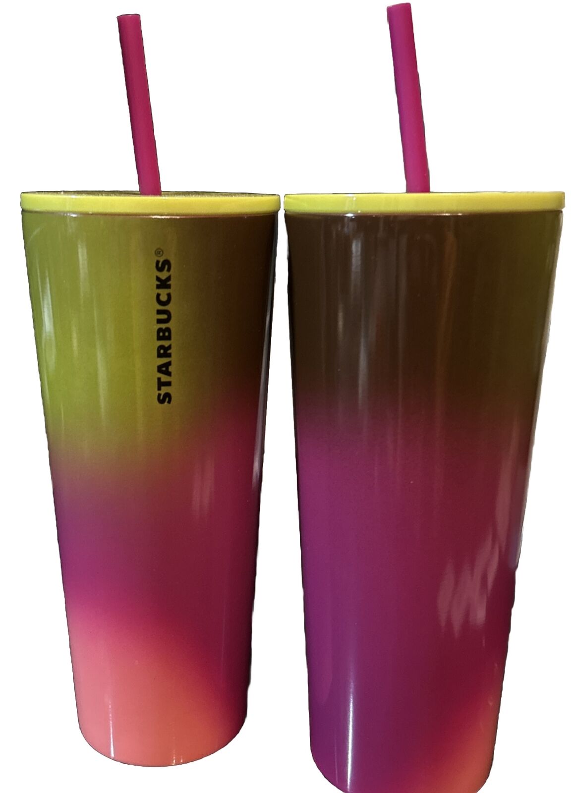 2 - Starbucks Stainless Steel Cold Cup Multicolor Berry Gradient Lid Straw Ombré