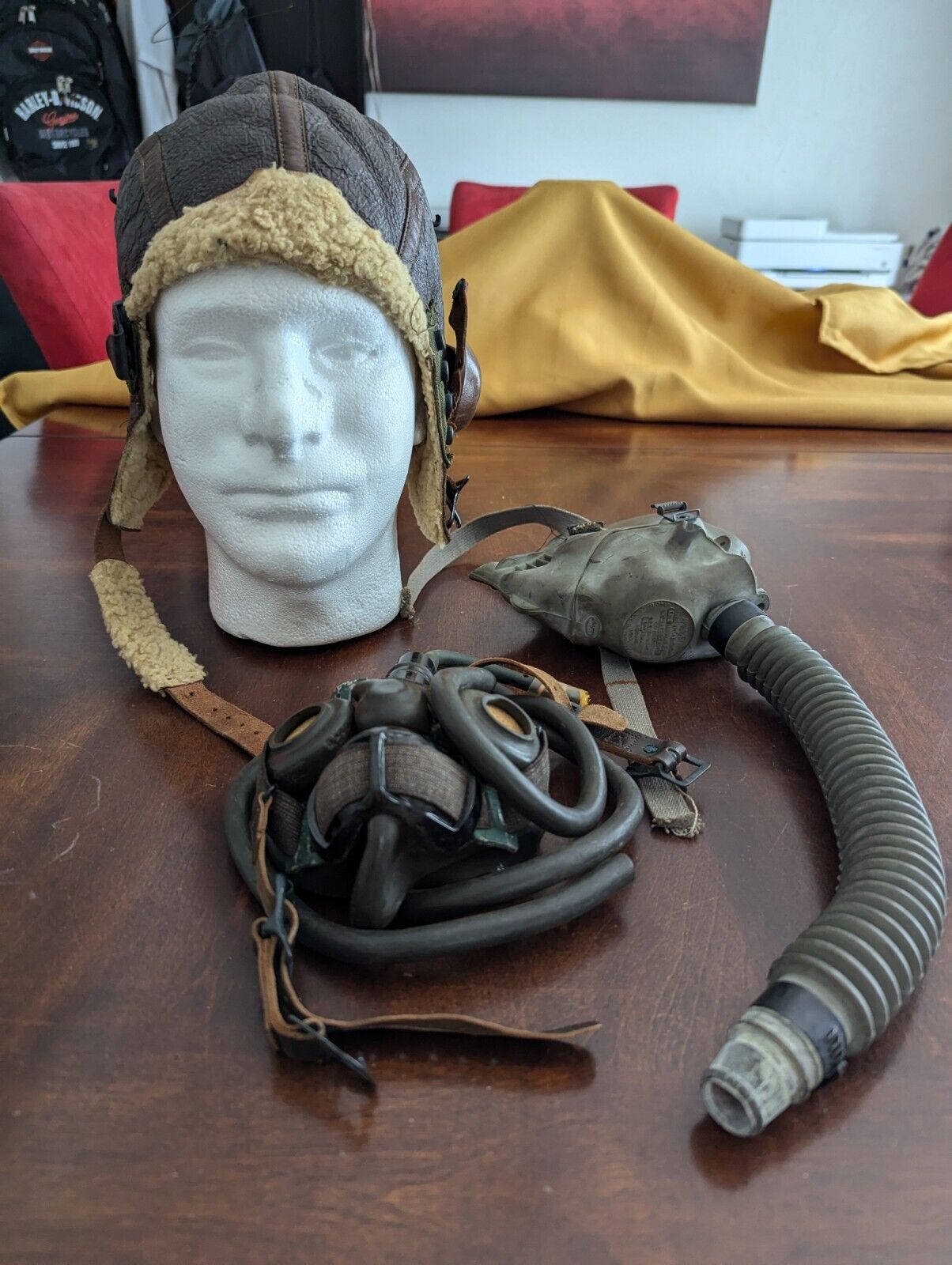 WWII WW2 Named U S Army Air Corp Leather Helmet Pilot A-10 Oxygen Mask 1943 Rare