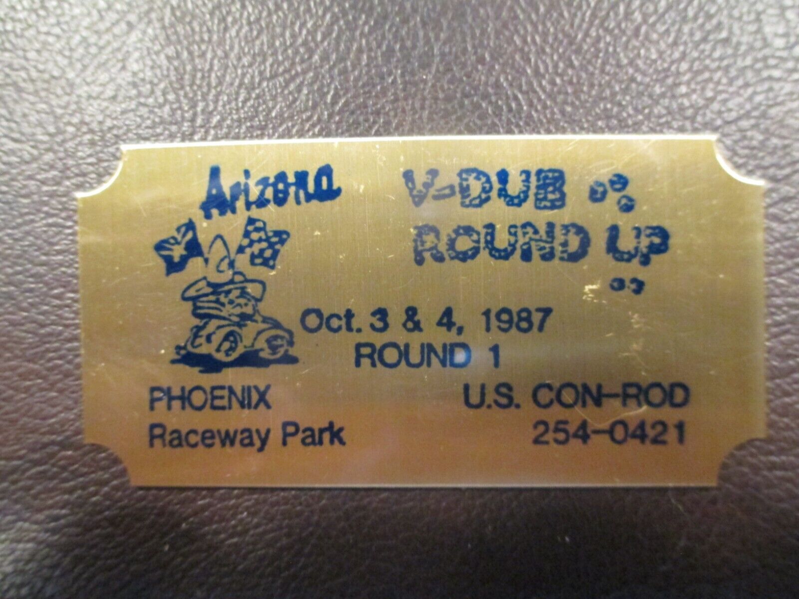 ARIZONA V-DUB ROUND UP 1987 PHOENIX RACEWAY PARK DASH PLAQUE 3\